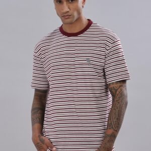RFS007 ||Maroon Stripes|| Half Sleeve Round Neck T-Shirt