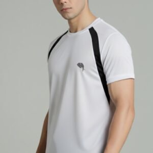 RHS01A||WHITE BLACK|| Round Neck Half Sleeve